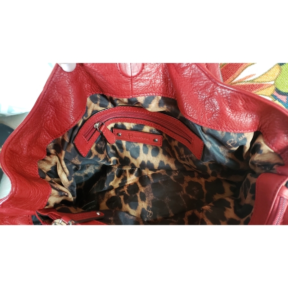 SOLD B Makowsky Red Leather Satchel Shoulder Bag - Picture 6 of 8